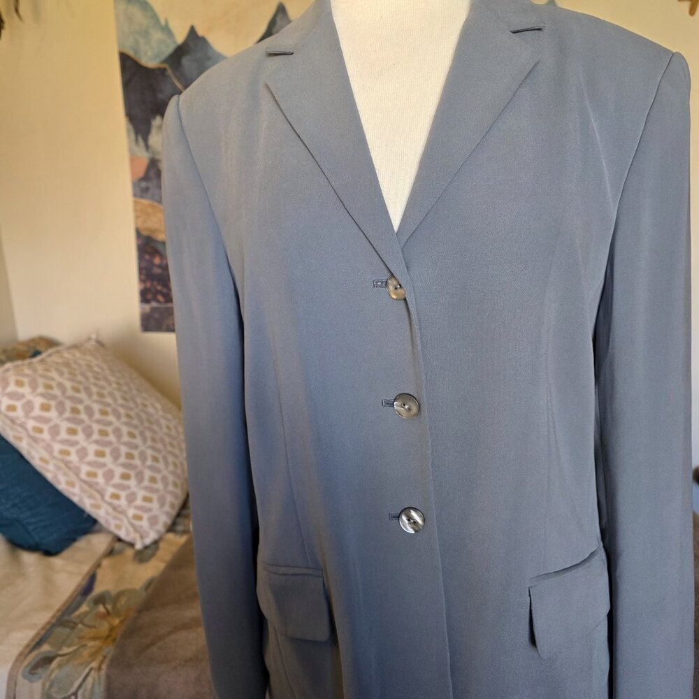Valerie Stevens 100% Silk Blazer Gray Tailored Suit Jacket Women’s Size 14 - Picture 15 of 16